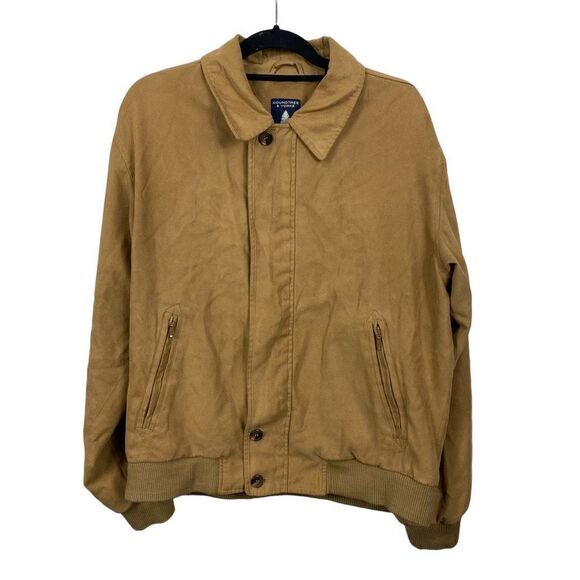 Roundtree & Yorke Outdoors Beige Tan Casual Zip Up Jacket Coat - Picture 1 of 6